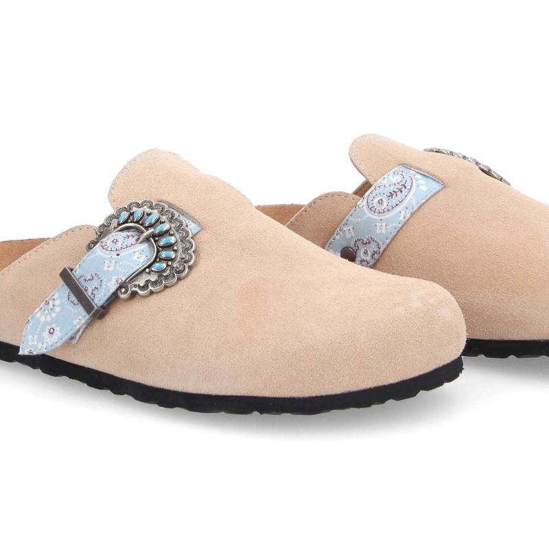 PALOMA CLOG W - SUEDE/WEST - BEIGE/BLUE